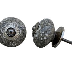 White Flower Crackle Cabinet Ceramic Knob