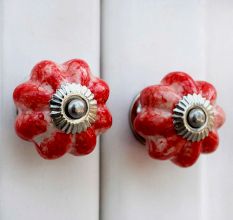 Red Marble Melon Drawer Knob