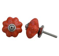 Orange Crackle Melon Ceramic Drawer Knob