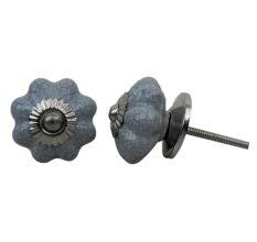 Grey Crackle Melon Ceramic Dresser Knob