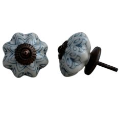 Grey Flower Melon Ceramic Knob