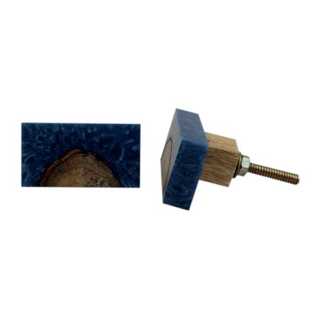 Stone Slate Blue Knot Resin Knob