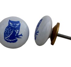 Blue Owl Flat Kids Drawer Knob