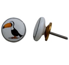 Toucan Bird White Ceramic Knob