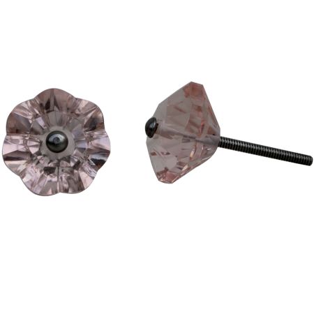 Pink Flower Glass Knob