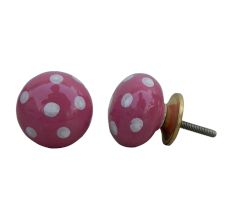 Handmade Dark Pink Dotted Cabinet Knob