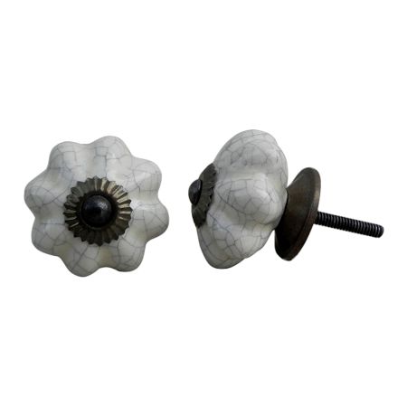 Cream Melon Crackle Ceramic Cabinet Knob Online
