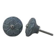 Grey Wheel Flower Knob