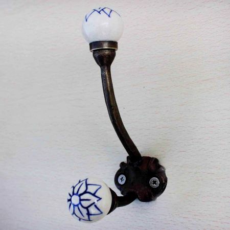 Navy Blue Floral Iron Hook-EHG-17