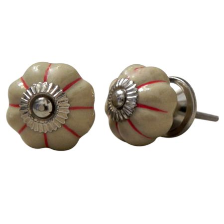 Cream Red Medium Knob