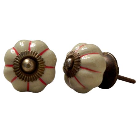Cream Red Medium Knob