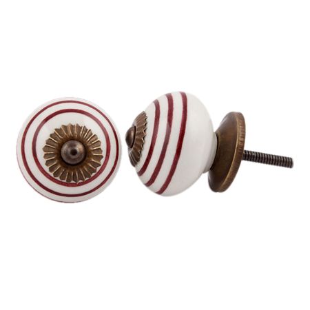 Cherry Striped Ceramic Knob