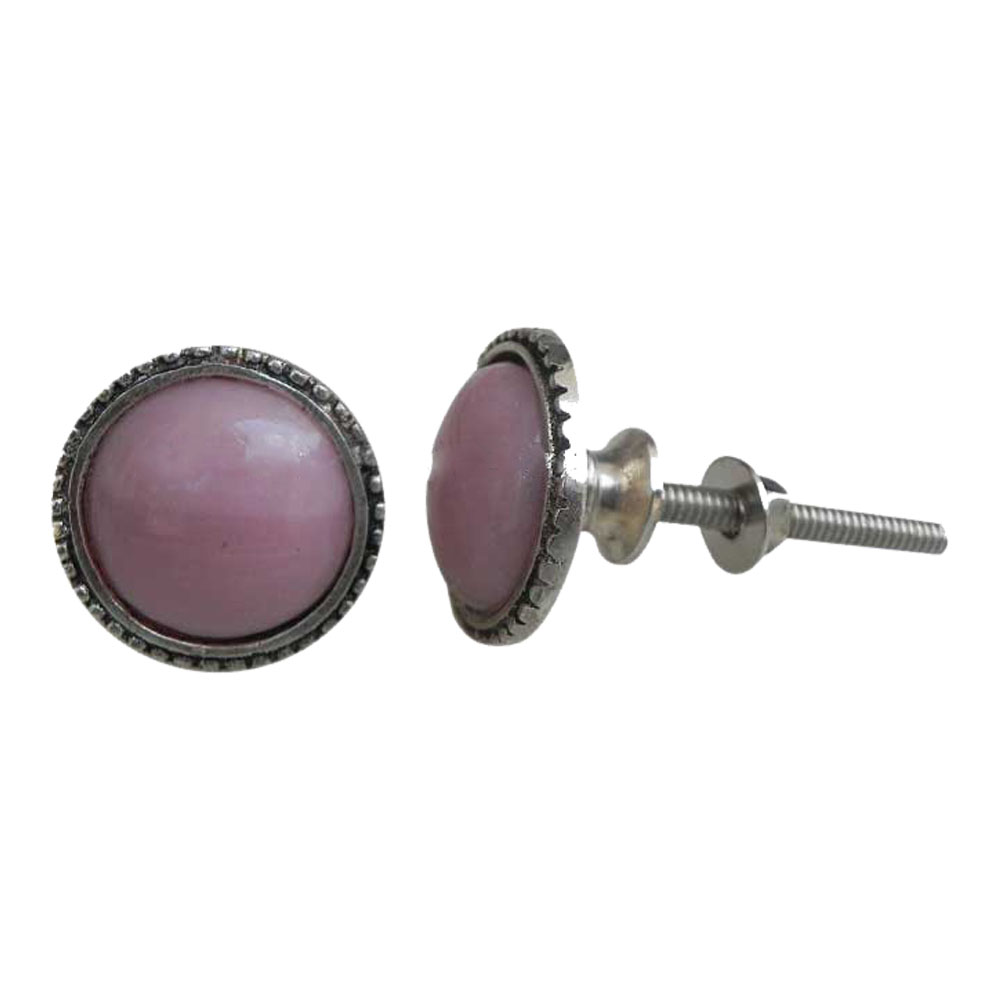 Hot Pink Glass Metal Knob