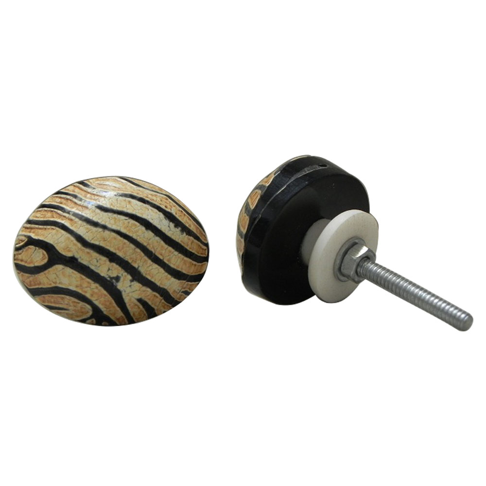 Zebra Oval Horn Knob