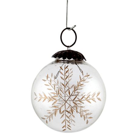 Clear Golden Leaf Cut Christmas Hanging