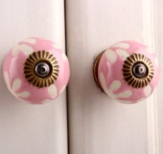 Pink Etched Ceramic Knob 48