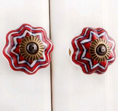 Red Flower Melon Drawer Knob