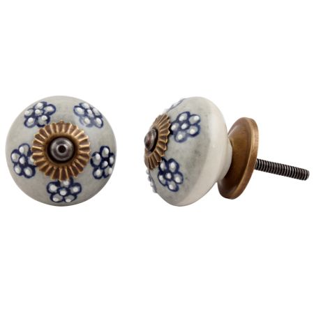 Grey Flower Cabinet Knob
