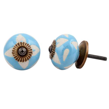 Turquoise Etched Ceramic Knob-33