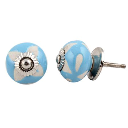 Turquoise Etched Ceramic Knob-33
