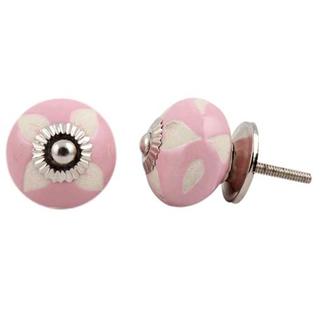 Pink Etched Ceramic Knob-34
