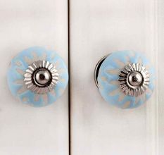 Turquoise Etched Ceramic Knob 39