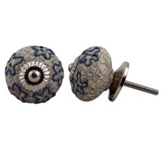 Slate Blue Crackle Cabinet Ceramic Knob