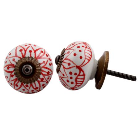 Red Aster Flower Dresser Knob