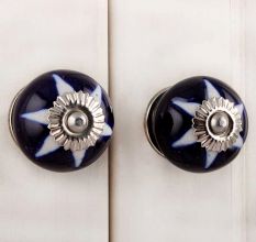 Navy Blue Etched Ceramic Knob-06