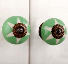 Pea Green Etched Ceramic Knob-10