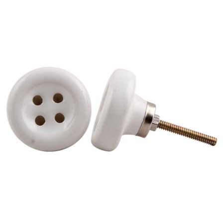 White Ceramic Button Knob