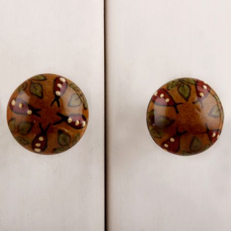 Brown Red Dotted Fish Ceramic Bulb Knob