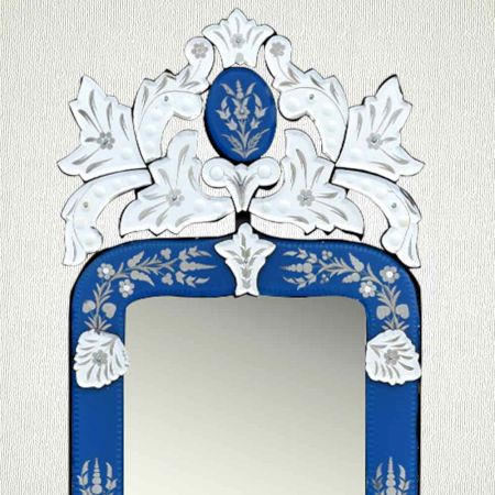 Blue Long Venetian Mirror-46.5 inches X 16 inches