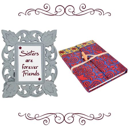 White Photo Frame With Red & Blue Diary (Combo Pack)