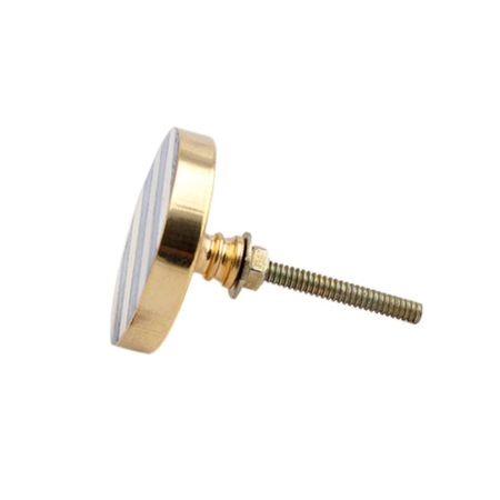 Round Slate Blue White Metal and Bone Knob