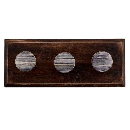 Round Grey Metal and Bone Wooden Hooks