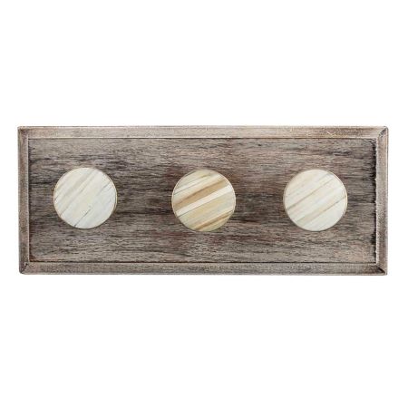 Round Cream Metal and Bone Wooden Hooks