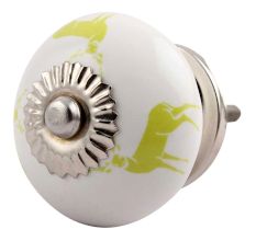 Lime Standing Rein Deer Pattern Ceramic Cabinet Knob Online