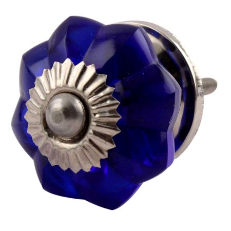 Navy Blue Small  Melon Glass Knob