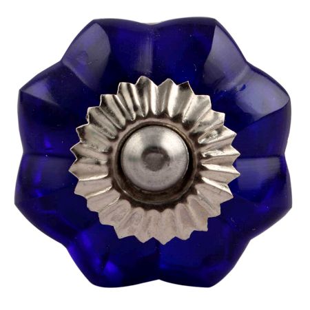 Navy Blue Small  Melon Glass Knob