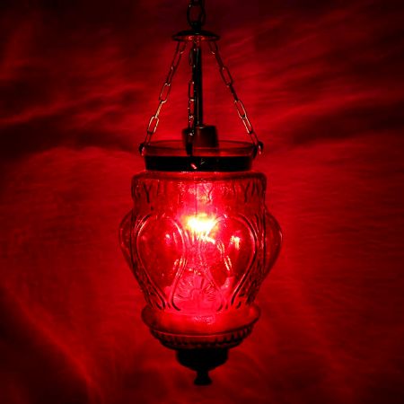 Red Hanging glass light fixture Small Lamp