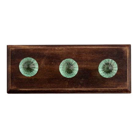 Mint Green Glass Wooden Hooks