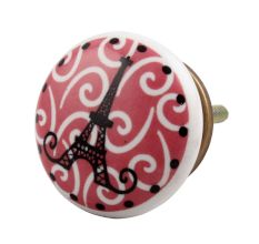 Pink Paris Eiffel Tower Flat Dresser Knob