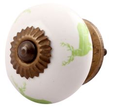 Pea Green Standing Rein Deer Pattern Ceramic Cabinet Knob Online 