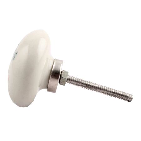 Green Marjoram Flower Ceramic Cabinet Knob