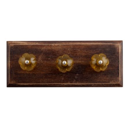 Olive Melon Glass Wooden Hooks