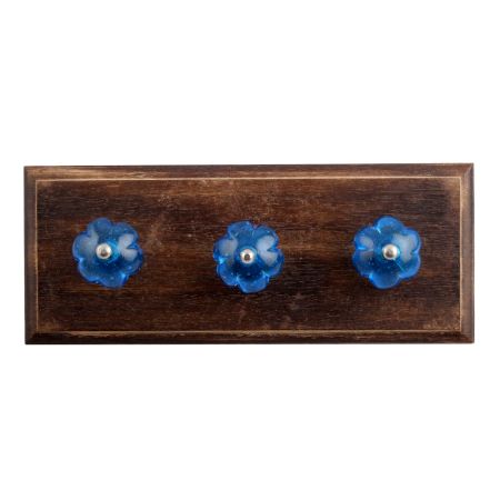 Royal Blue Melon Glass Wooden Hooks