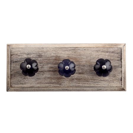 Navy Blue Melon Glass Wooden Hooks