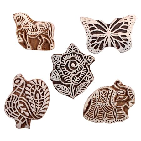 Set of 5 Piece New Mix Wooden Printing Block