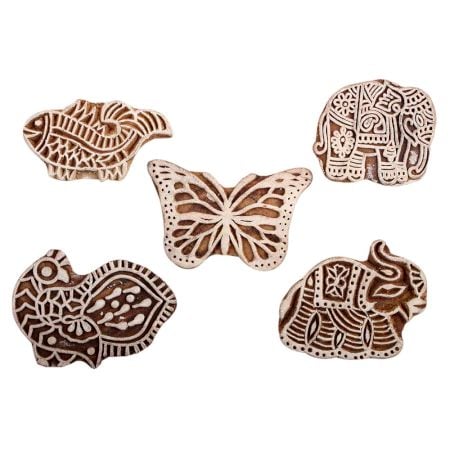 Set of 5 Piece New Mix Wooden Printing Block